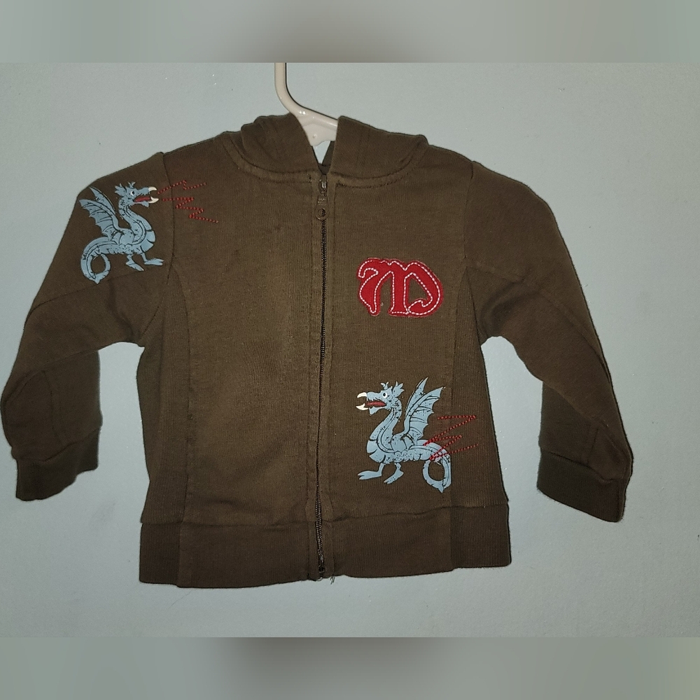 Baby Greendog zippered Jacket dragon M embroidered size 12 months brown blue red